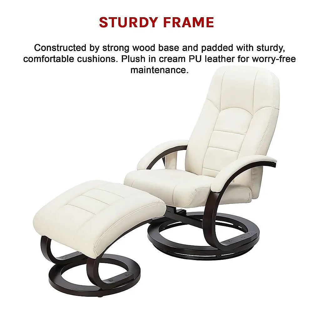 Pu Leather Deluxe Massage Chair Recliner Ottoman Lounge Remote