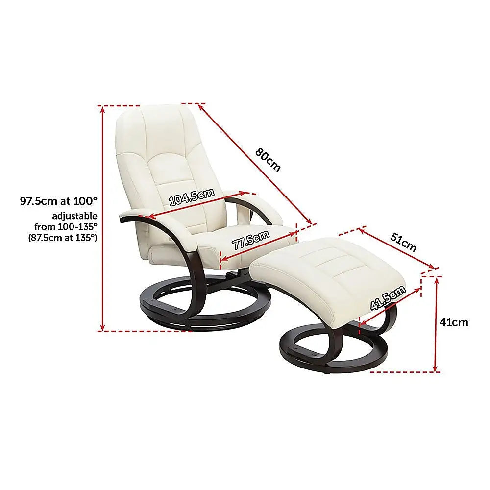 Pu Leather Deluxe Massage Chair Recliner Ottoman Lounge Remote