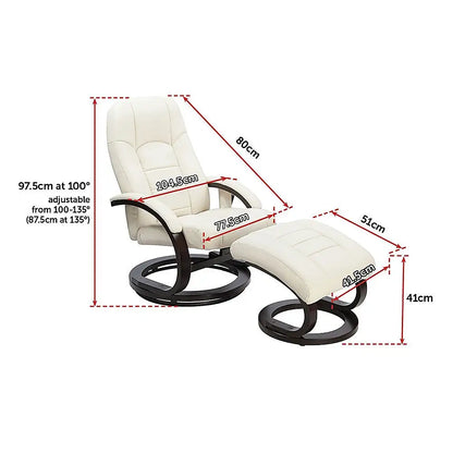 Pu Leather Deluxe Massage Chair Recliner Ottoman Lounge Remote
