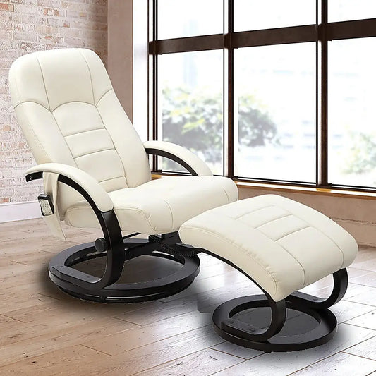 Pu Leather Deluxe Massage Chair Recliner Ottoman Lounge Remote