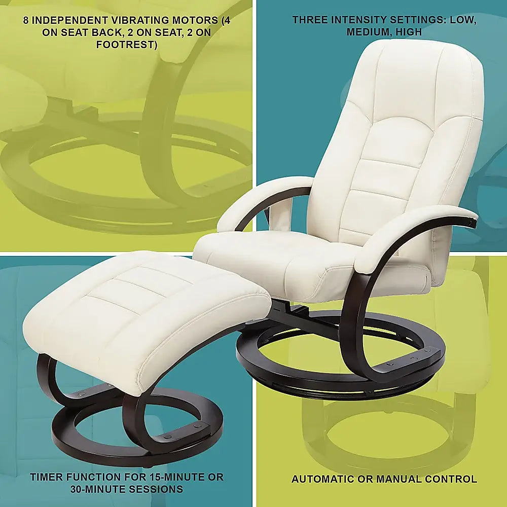 Pu Leather Deluxe Massage Chair Recliner Ottoman Lounge Remote