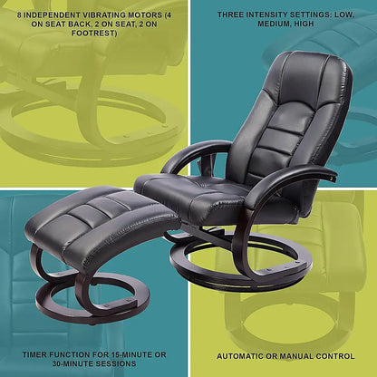 Pu Leather Massage Chair Recliner Ottoman Lounge Remote