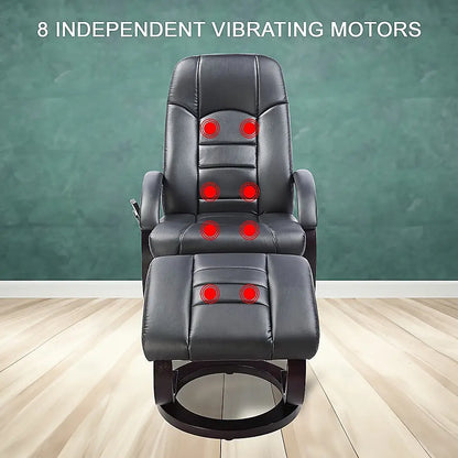 Pu Leather Massage Chair Recliner Ottoman Lounge Remote
