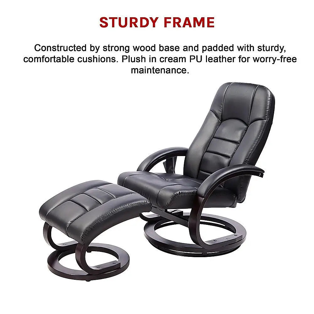 Pu Leather Massage Chair Recliner Ottoman Lounge Remote