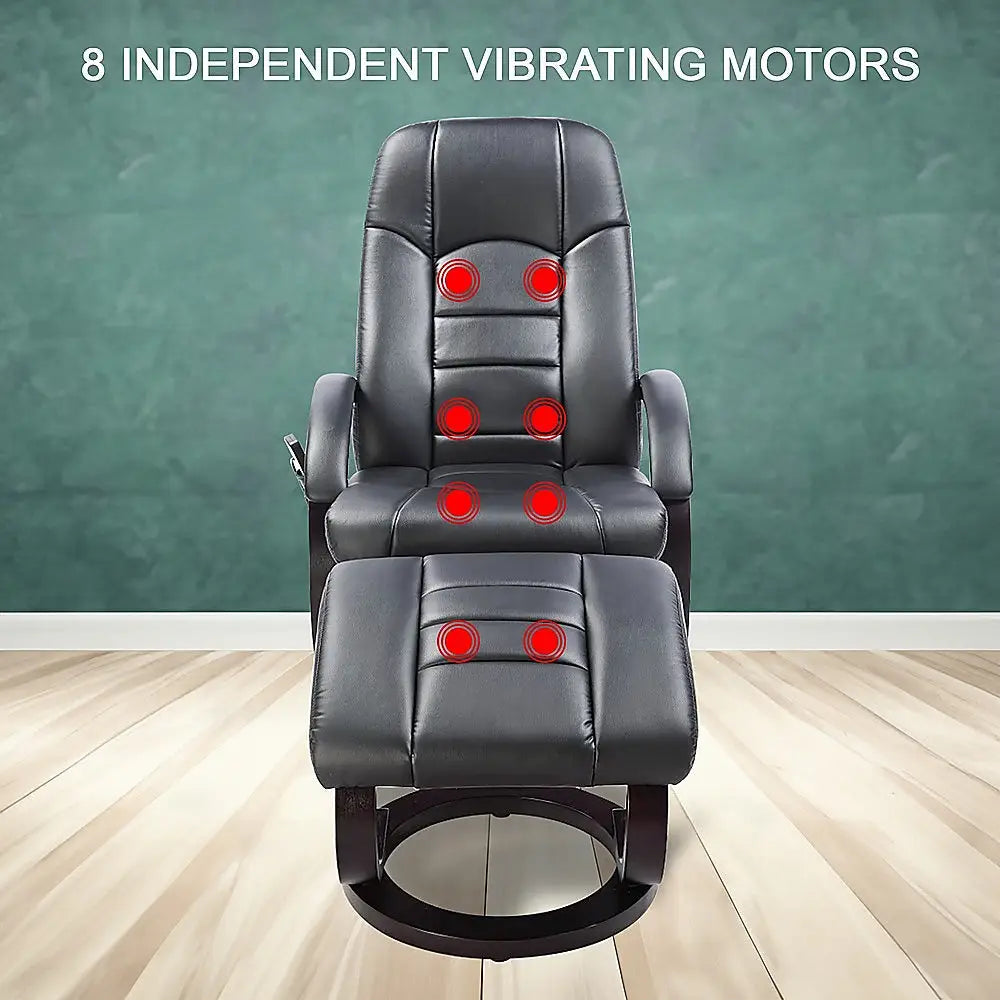 Pu Leather Massage Chair Recliner Ottoman Lounge Remote