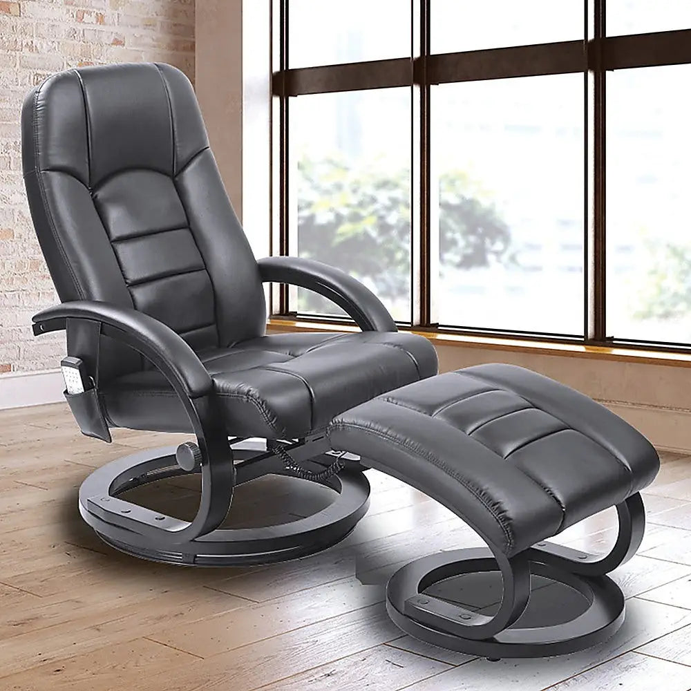 Pu Leather Massage Chair Recliner Ottoman Lounge Remote