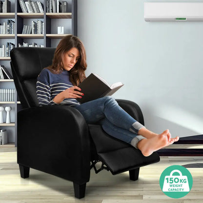 Pu Leather Reclining Armchair - Black