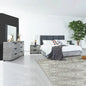 Queen 4 Pcs Bedroom Suite with Dresser Fabric Upholstery Mdf Combination of Black & Cement Colour