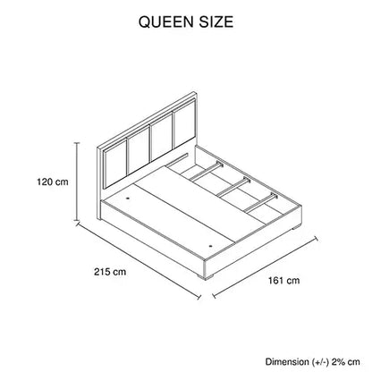 Queen 4 Pcs Bedroom Suite with Dresser Fabric Upholstery Mdf Combination of Black & Cement Colour