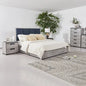 Queen 4 Pcs Bedroom Suite with Tallboy Fabric Upholstery Mdf Combination of Black & Cement Colour