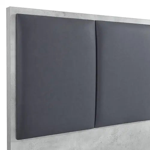 Queen 4 Pcs Bedroom Suite with Tallboy Fabric Upholstery Mdf Combination of Black & Cement Colour