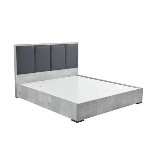 Queen 4 Pcs Bedroom Suite with Tallboy Fabric Upholstery Mdf Combination of Black & Cement Colour