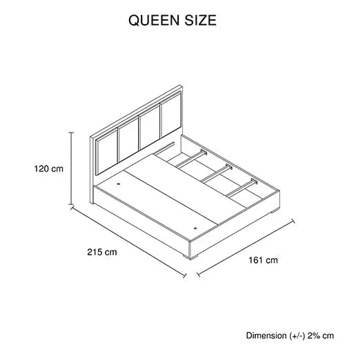 Queen 5 Pcs Bedroom Suite Fabric Upholstery Mdf Combination of Black & Cement Colour