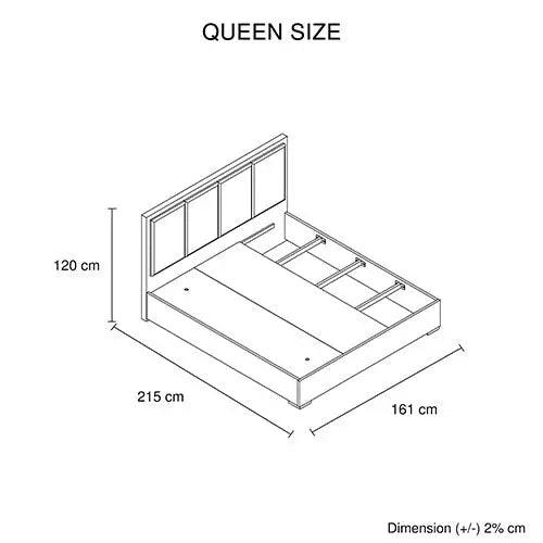 Queen 5 Pcs Bedroom Suite Fabric Upholstery Mdf Combination of Black & Cement Colour