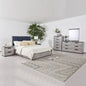 Queen 5 Pcs Bedroom Suite Fabric Upholstery Mdf Combination of Black & Cement Colour