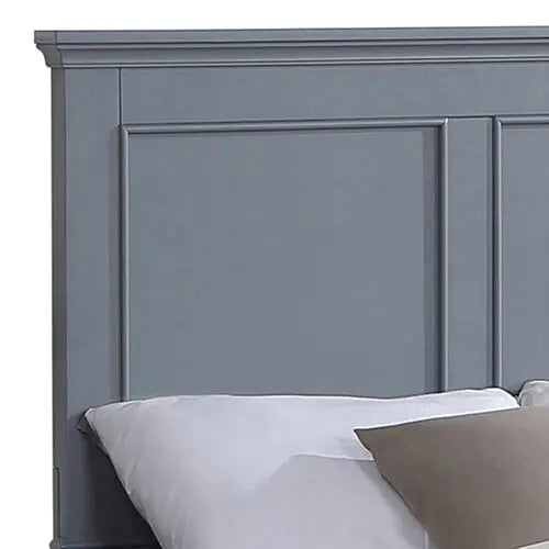 Queen Bed Frame in Solid Wood with Slats Support Grey Colour