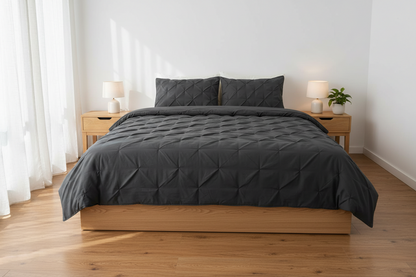 Quilt Cover Set Diamond Pinch Black King