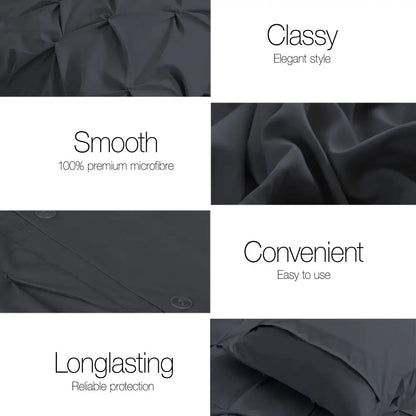 Quilt Cover Set Diamond Pinch Black King