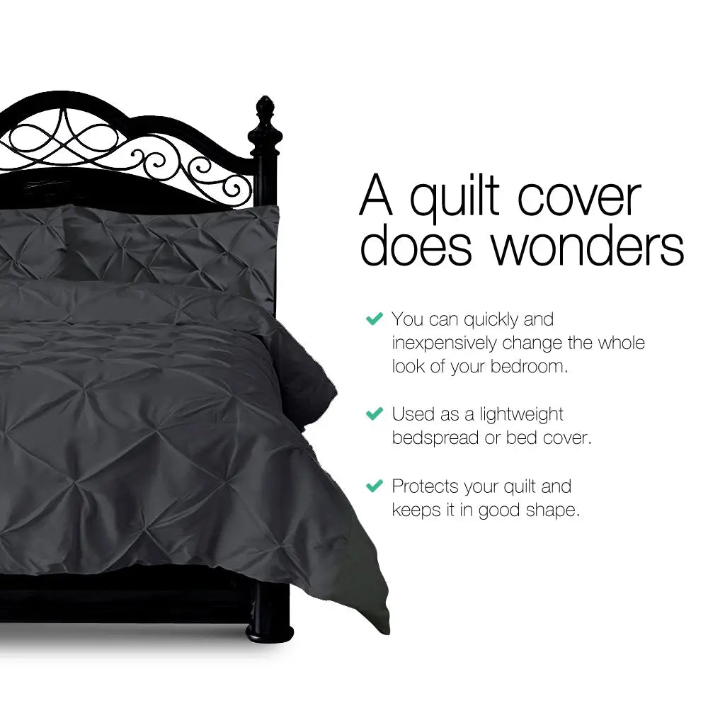 Quilt Cover Set Diamond Pinch Black King