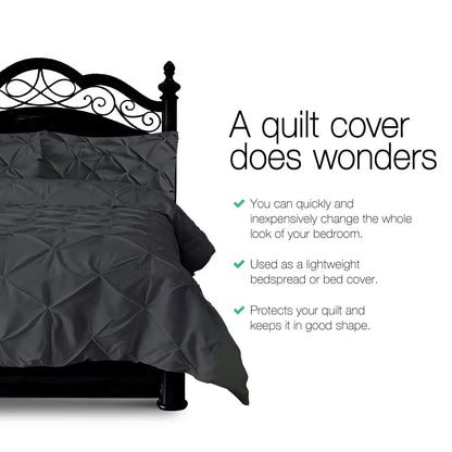Quilt Cover Set Diamond Pinch Black King