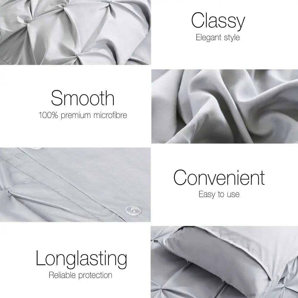 Quilt Cover Set Diamond Pinch Grey King