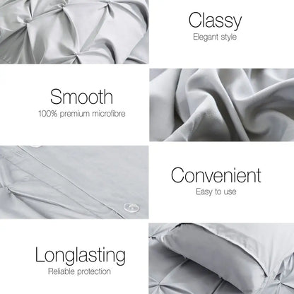 Quilt Cover Set Diamond Pinch Grey King