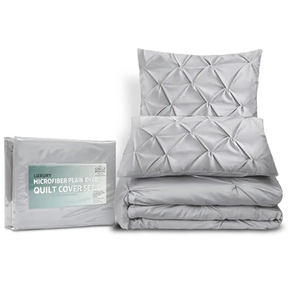 Quilt Cover Set Diamond Pinch Grey King