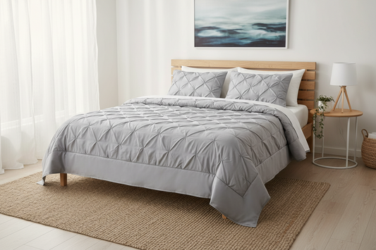 Quilt Cover Set Diamond Pinch Grey King