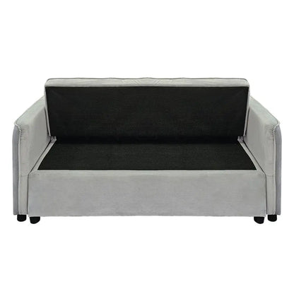 Quincy 2-seater Velvet Sofa Bed in Dark Grey with Wooden Frame and Tufted Design - Light