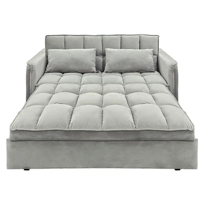 Quincy 2-seater Velvet Sofa Bed in Dark Grey with Wooden Frame and Tufted Design - Light