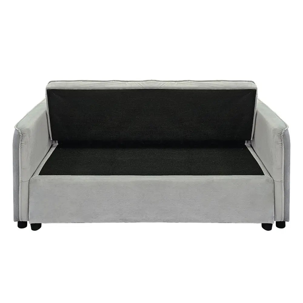 Quincy 2-seater Velvet Sofa Bed in Dark Grey with Wooden Frame and Tufted Design - Light