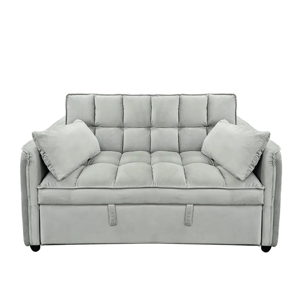 Quincy 2-seater Velvet Sofa Bed in Dark Grey with Wooden Frame and Tufted Design - Light