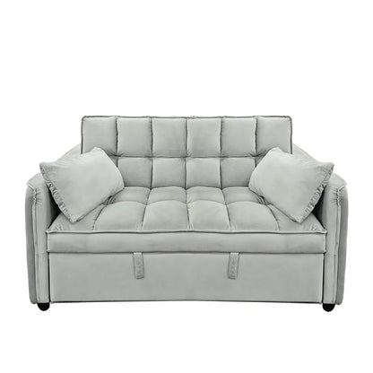 Quincy 2-seater Velvet Sofa Bed in Dark Grey with Wooden Frame and Tufted Design - Light