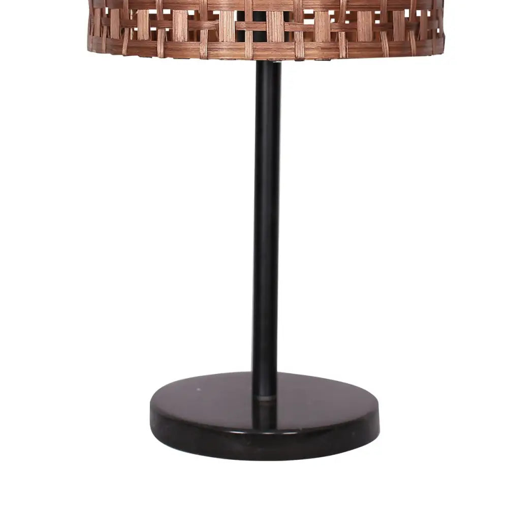 Rattan Desk Lamp with Black Marble Base