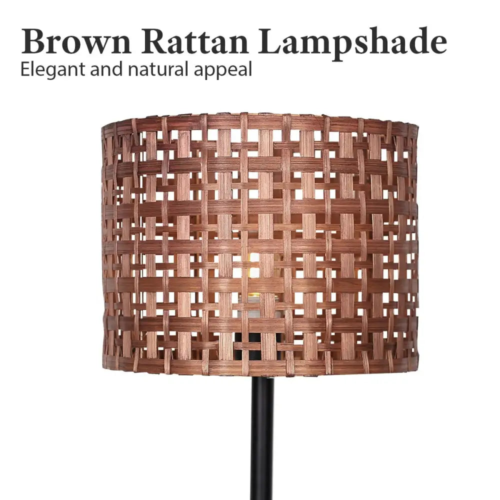 Rattan Desk Lamp with Black Marble Base