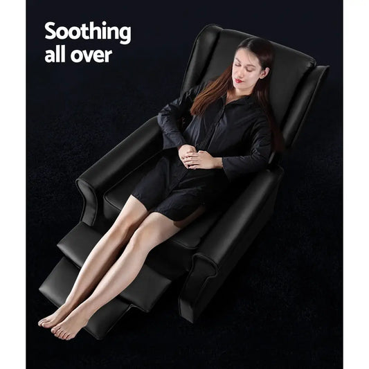 Recliner Armchair Black Faux Leather Domini