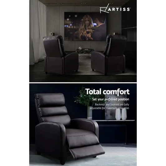 Recliner Armchair Brown Faux Leather Bolivia