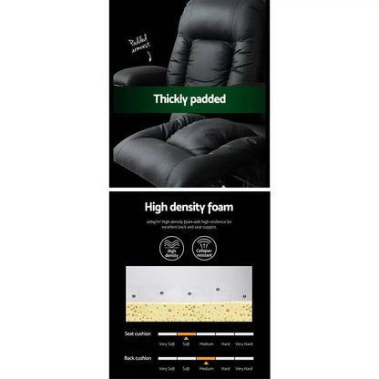 Recliner Chair Electric Heated Massage Chairs Faux Leather Cabin