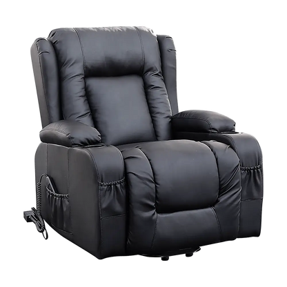 Recliner Chair Electric Massage Lift Heated Leather Lounge Sofa Black