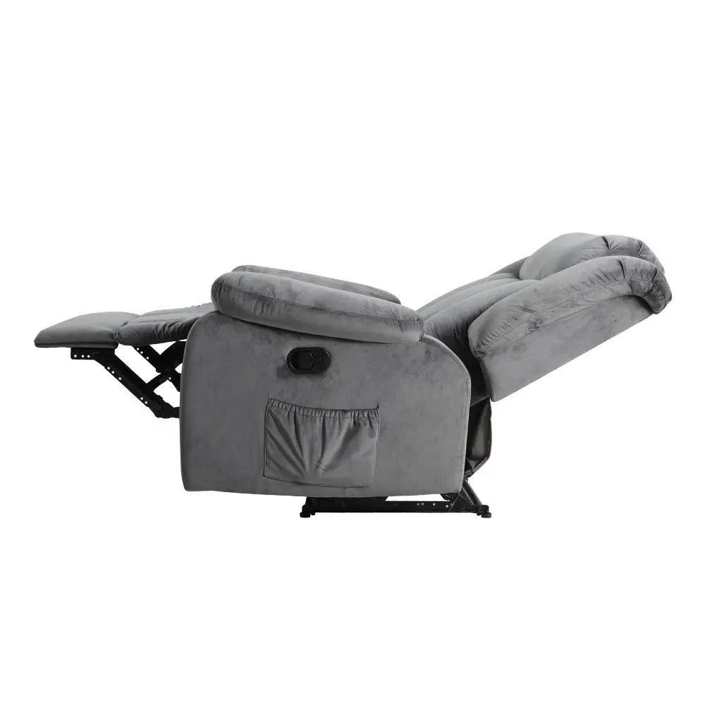 Recliner Chair Electric Massage Velvet Lounge Sofa Heated Grey
