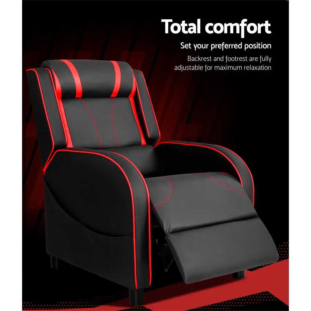 Recliner Chair Gaming Leather Black Serik