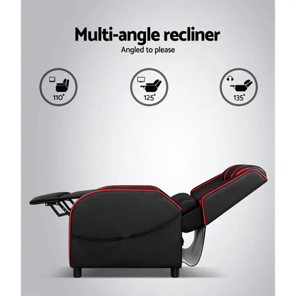 Recliner Chair Gaming Leather Black Serik
