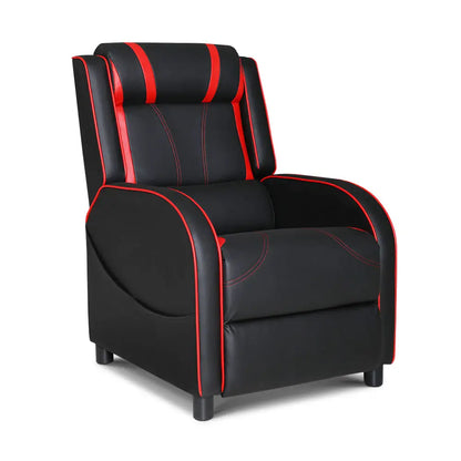 Recliner Chair Gaming Leather Black Serik
