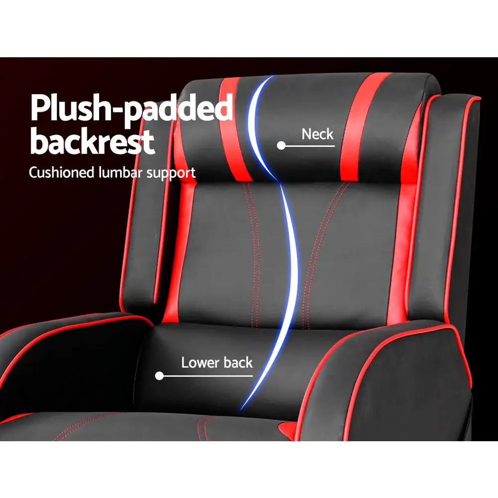 Recliner Chair Gaming Leather Black Serik