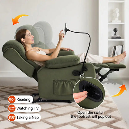Recliner Chair Heated Massage with Phone Holder Velvet
