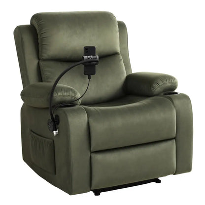 Recliner Chair Heated Massage with Phone Holder Velvet