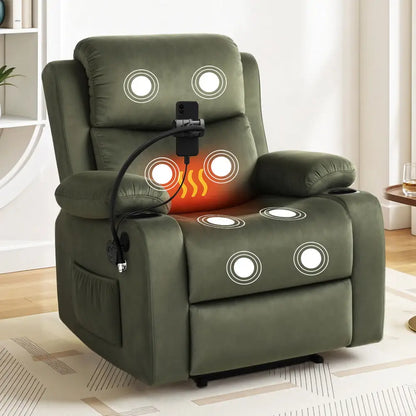 Recliner Chair Heated Massage with Phone Holder Velvet