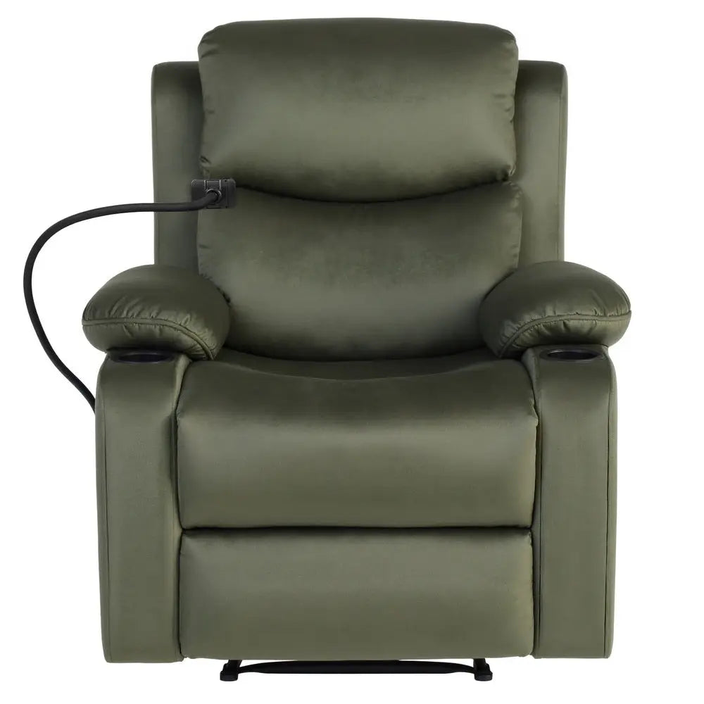 Recliner Chair Heated Massage with Phone Holder Velvet