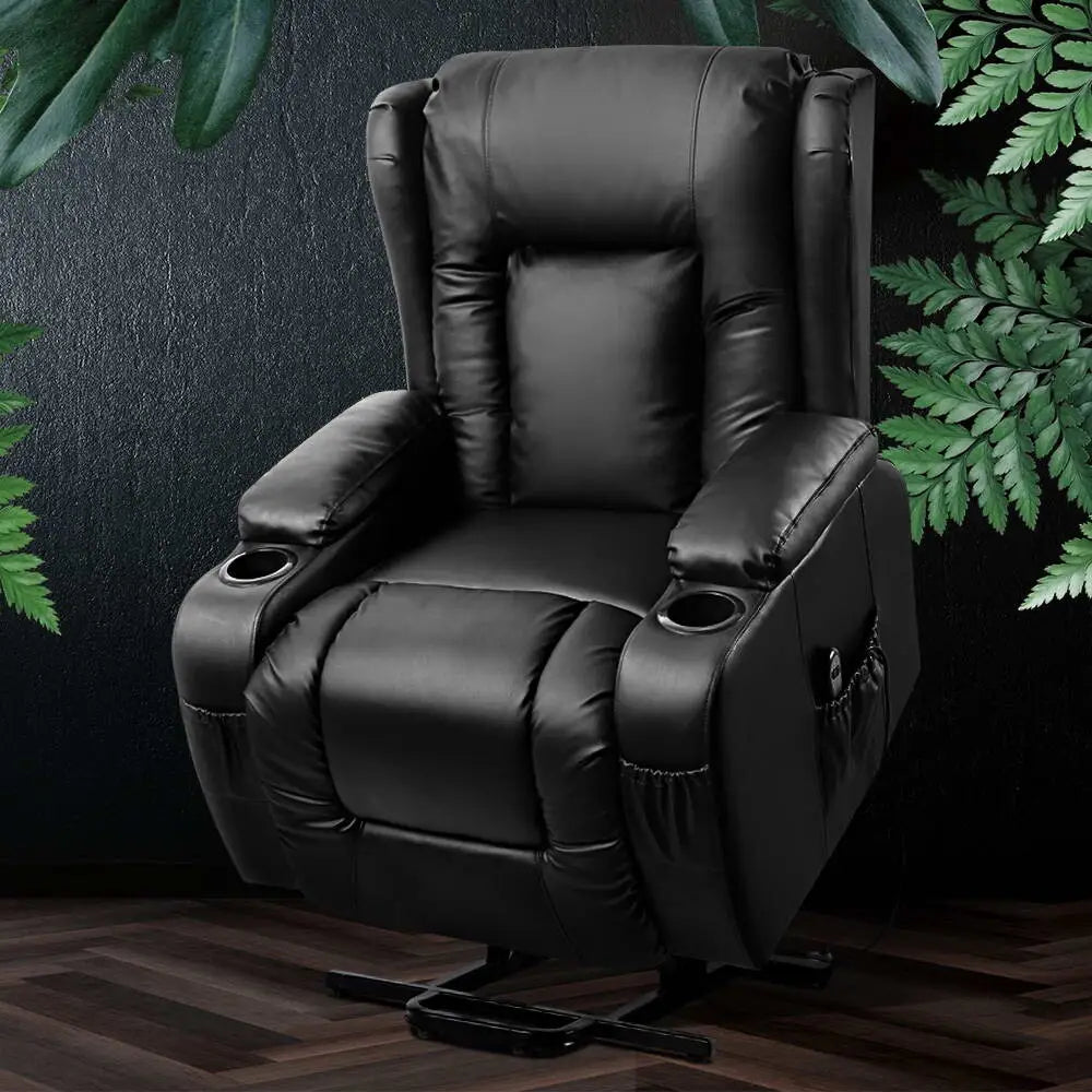 Recliner Chair Lift Assist Heated Massage Leather Rukwa