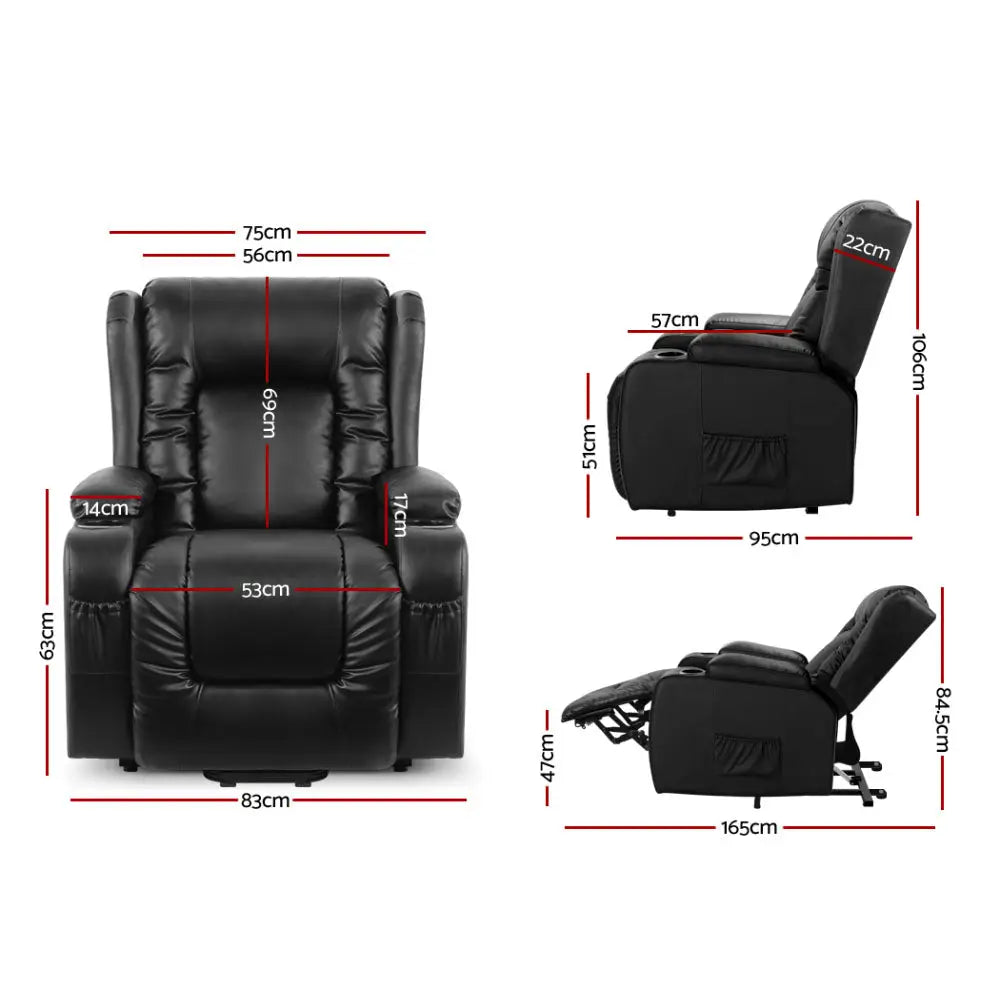 Recliner Chair Lift Assist Heated Massage Leather Rukwa